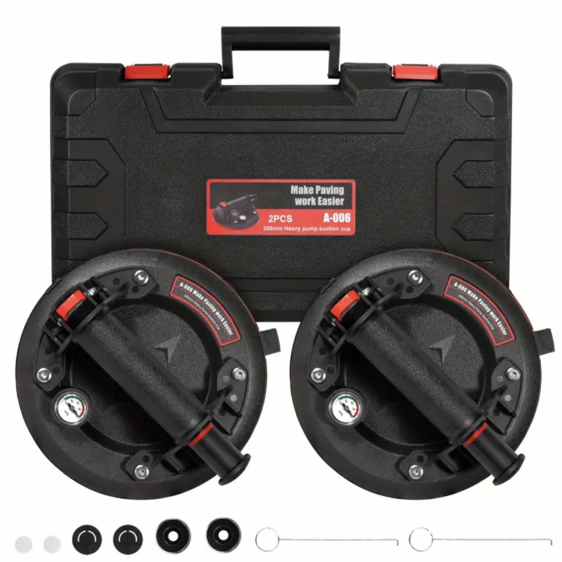 Вакуумна чашка за засмукване за стъкло, керамични плочки, мрамор и каменни плочи; тежък индустриален клас; ръчна въздушна помпа за повдигане; силно всмукване