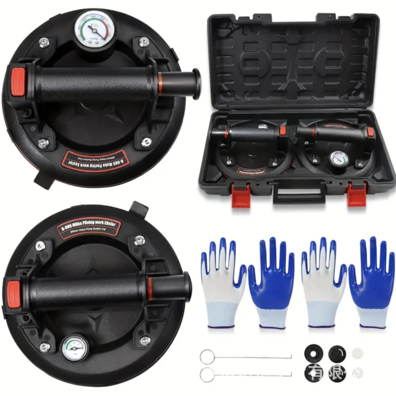 Вакуумна чашка за засмукване за стъкло, керамични плочки, мрамор и каменни плочи; тежък индустриален клас; ръчна въздушна помпа за повдигане; силно всмукване