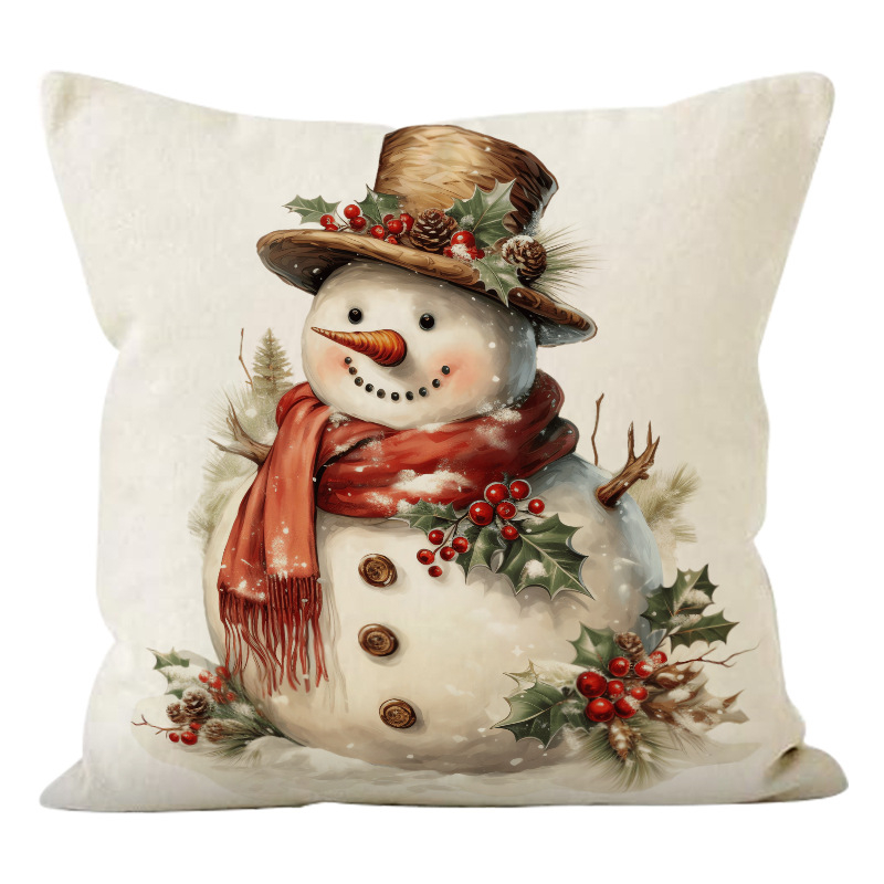 Poliesterio pagalvių užvalkalas su sniego žmogaus atspaudu, Kalėdinė tema, spauda, pritaikoma