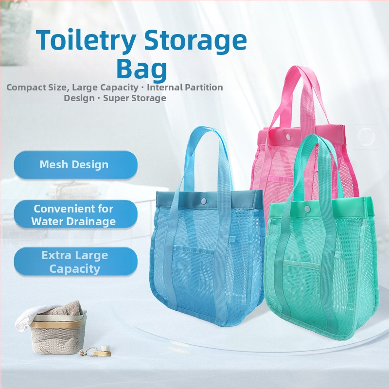 Rankinės stiliaus kosmetinė, pagaminta iš nailono ir tinklo, su uždarymo funkcija, tinkama kelionėms (medžiaga: nailonas + tinklas; forma: rankinės stiliaus; funkcija: uždarymas; tinkama kelionėms)