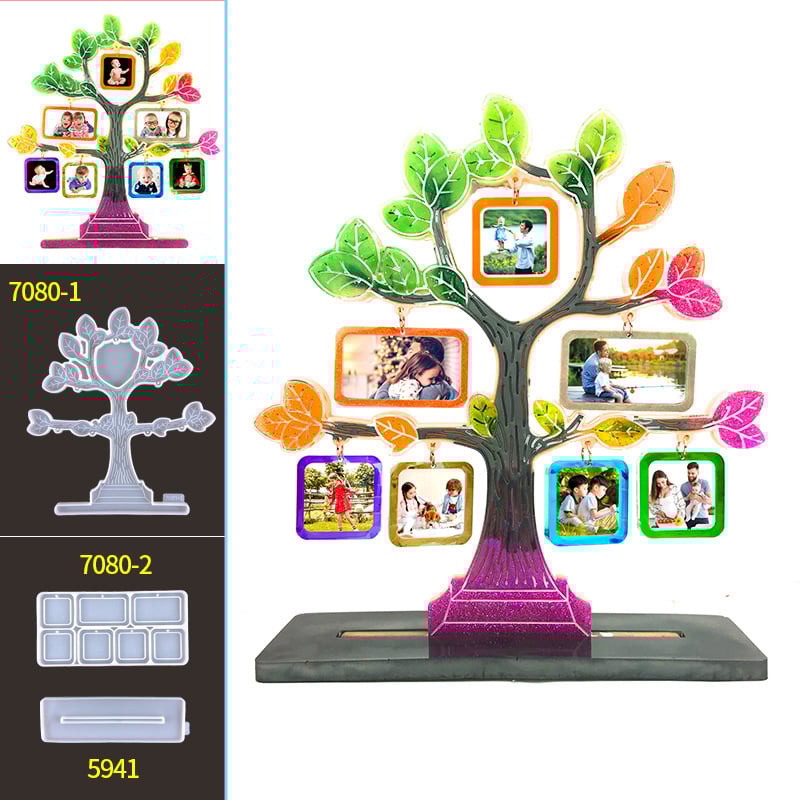 Szilikonból készült fa alakú fotókeret medál formázó – DIY, szabálytalan alakú sütőforma (Kód 7080)