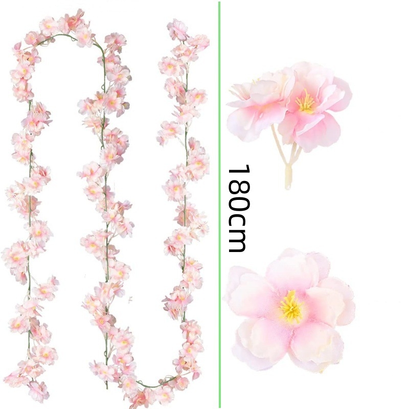 Viță artificială cu flori de cireș din plastic; pentru acoperirea conductelor de aer condiționat și decorativ înfășurare (Material: floare din plastic; Design: cireș; Utilizare: acoperire conducte de aer condiționat)