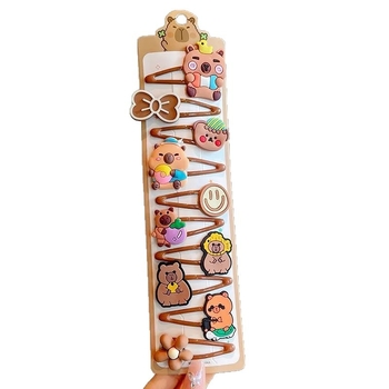 Κλιπ μαλλιών – Σειρά Capybara, Καρτούν στυλ (Καλοκαίρι 2025, Μικτά Υλικά, Για ηλικίες 3–10 ετών)