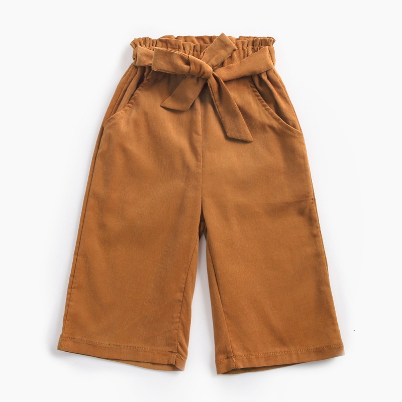 Dječje corduroy cropped hlače u korejskom stilu, 100% pamuk, srednji pojas s elastikom, za djevojčice 1–3 godine, jesen-proljeće