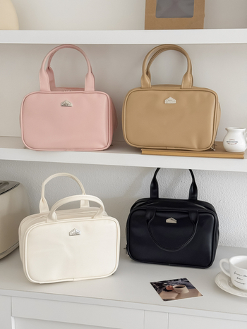 Козметична чанта с трислойни отделения, голям капацитет, портативна за пътуване — PU външен слой, полиестерова подплата, код: Hzb-0299