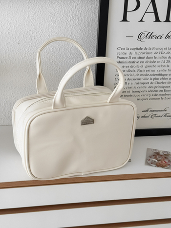 Козметична чанта с трислойни отделения, голям капацитет, портативна за пътуване — PU външен слой, полиестерова подплата, код: Hzb-0299