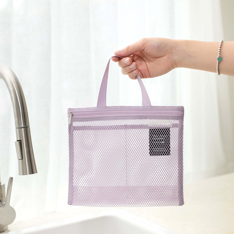Unisex prijenosna torbica za kozmetiku s mrežnim odvodom, prozračna i vodootporna, ultralak polyester — kapacitet ispod 20 L, bez podstave, za slobodno vrijeme putovanja