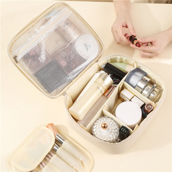 Τσαντάκι καλλυντικών για ταξίδια, αδιάβροχο, στυλ τσάντας χειρός, πολυλειτουργικό, μεγάλη χωρητικότητα (PU)