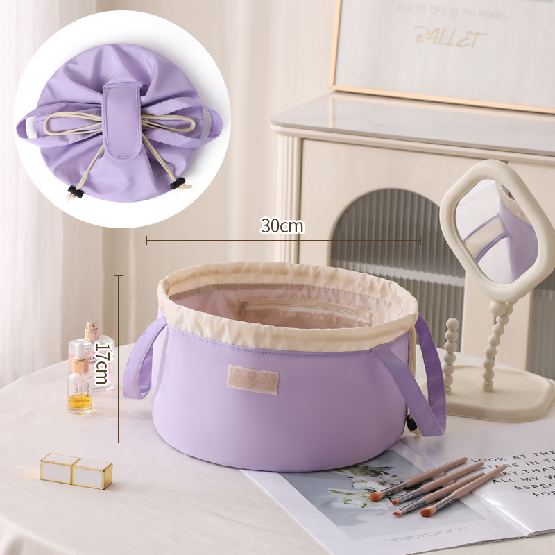 Козметична чантичка с връзка за стягане, bucket-стил, кубообразна форма, полиестер (мултифункционална, за пътуване)