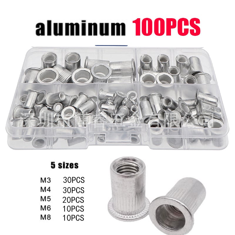 Aluminijski rivet nut, ravna glava, razred B, standard