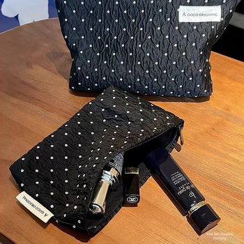 Polka Dot козметична чанта - PU материал, подплата от платно, за пътуване