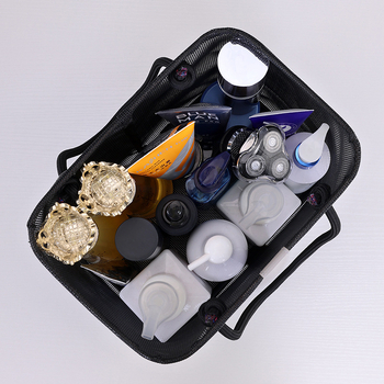 Τσάντα καλλυντικών από δίχτυ, κυβοειδής, αναπνέουσα, με μεγάλη χωρητικότητα, διπλόμενη και φορητή