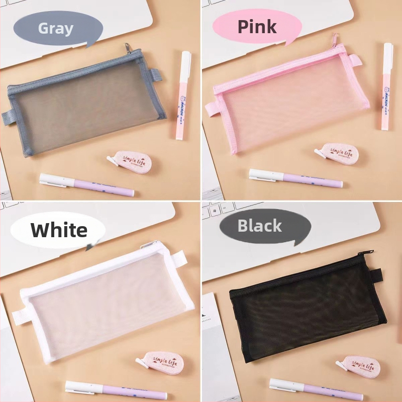 Sieťová ceruzka taštička, transparentná, s veľkou kapacitou, polyester, kórejský štýl, prispôsobenie: logo, text, vzor
