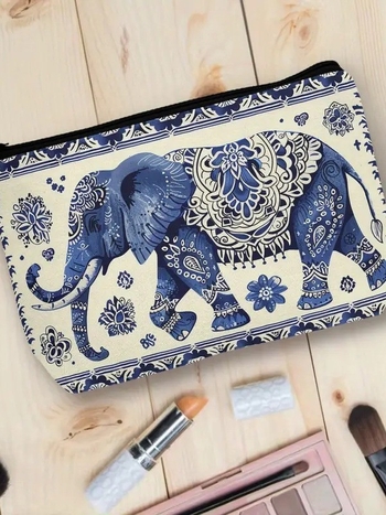Козметична чанта за грим с животински принт, полиестер, ултра лека, урбан стил, без подплата по подразбиране (персонализирана)