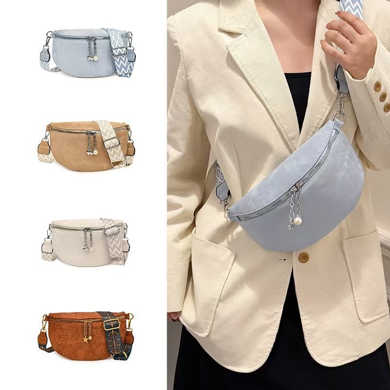 Női crossbody táska – PU anyag, poliészter bélés, cipzáras zárás, belső telefontok, 2025 tavasz