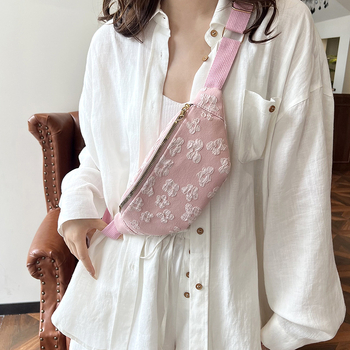 Кръстосана чанта с флорална бродерия, нейлон, цип, вътрешен джоб за мобилен телефон, мека конструкция