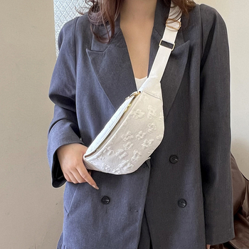 Кръстосана чанта с флорална бродерия, нейлон, цип, вътрешен джоб за мобилен телефон, мека конструкция