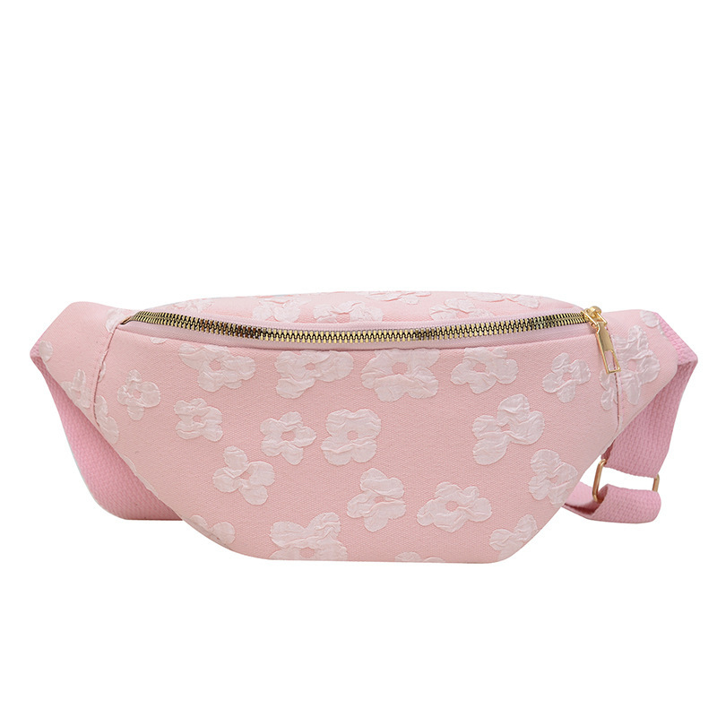 Кръстосана чанта с флорална бродерия, нейлон, цип, вътрешен джоб за мобилен телефон, мека конструкция