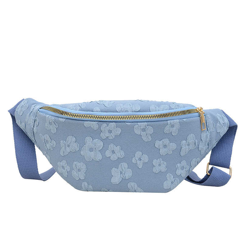 Кръстосана чанта с флорална бродерия, нейлон, цип, вътрешен джоб за мобилен телефон, мека конструкция