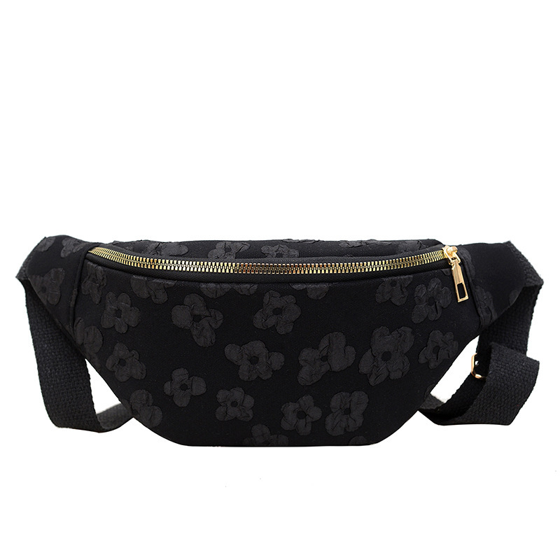 Кръстосана чанта с флорална бродерия, нейлон, цип, вътрешен джоб за мобилен телефон, мека конструкция