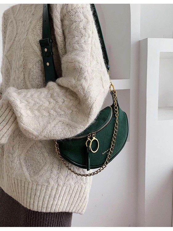 PU седловидна чанта с цип, мека триизмерна форма, подплата от полиестер, единична презрамка