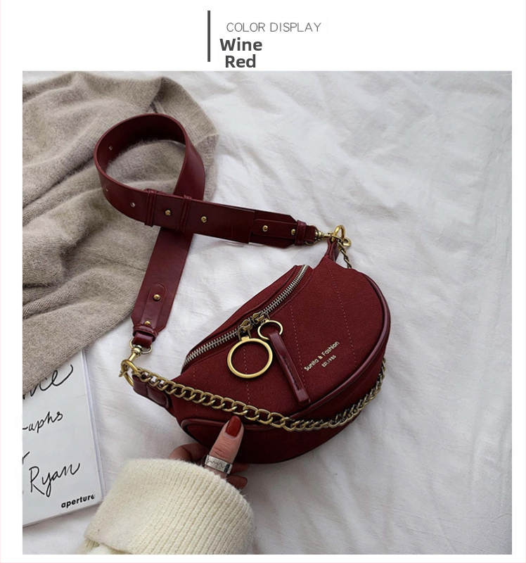 PU седловидна чанта с цип, мека триизмерна форма, подплата от полиестер, единична презрамка