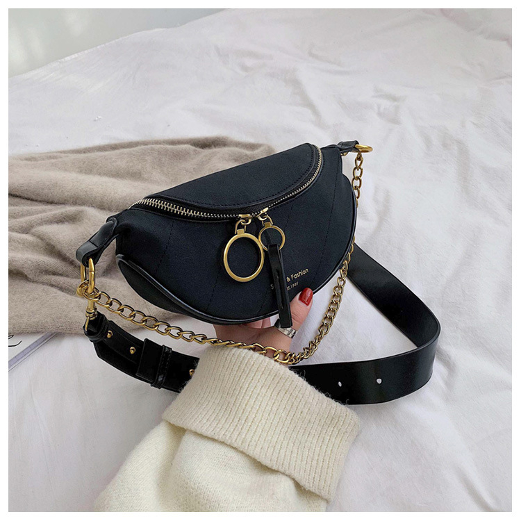 PU седловидна чанта с цип, мека триизмерна форма, подплата от полиестер, единична презрамка