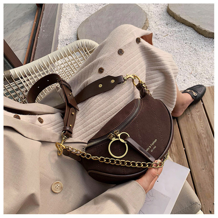 PU седловидна чанта с цип, мека триизмерна форма, подплата от полиестер, единична презрамка