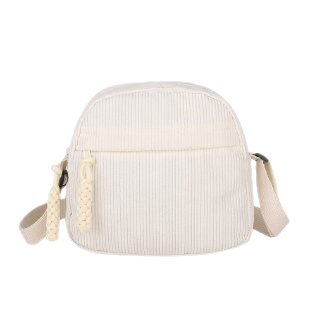 Corduroy válltáska egy vállra, kerek alak, cipzár, poliészter bélés