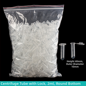 Sentrifūginis vamzdelis su integruotu dangteliu, atsparus sprogimams, su užrakto sagtimi, konusinio dugno su graduacijomis, pakuotė 500 vnt