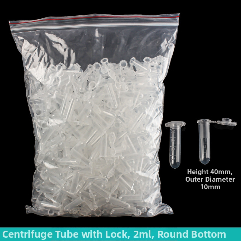 Sentrifūginis vamzdelis su integruotu dangteliu, atsparus sprogimams, su užrakto sagtimi, konusinio dugno su graduacijomis, pakuotė 500 vnt