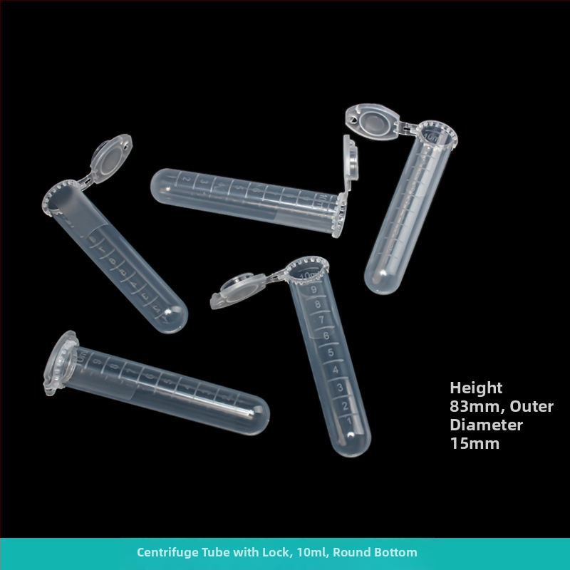Sentrifūginis vamzdelis su integruotu dangteliu, atsparus sprogimams, su užrakto sagtimi, konusinio dugno su graduacijomis, pakuotė 500 vnt