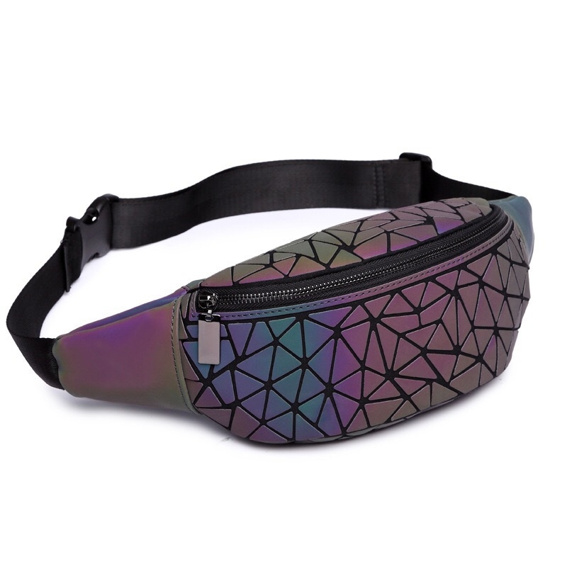 Sportska pojas torba PU materijala, geometrijski uzorak, unisex, pretinac za pohranu, za aktivnosti na otvorenom