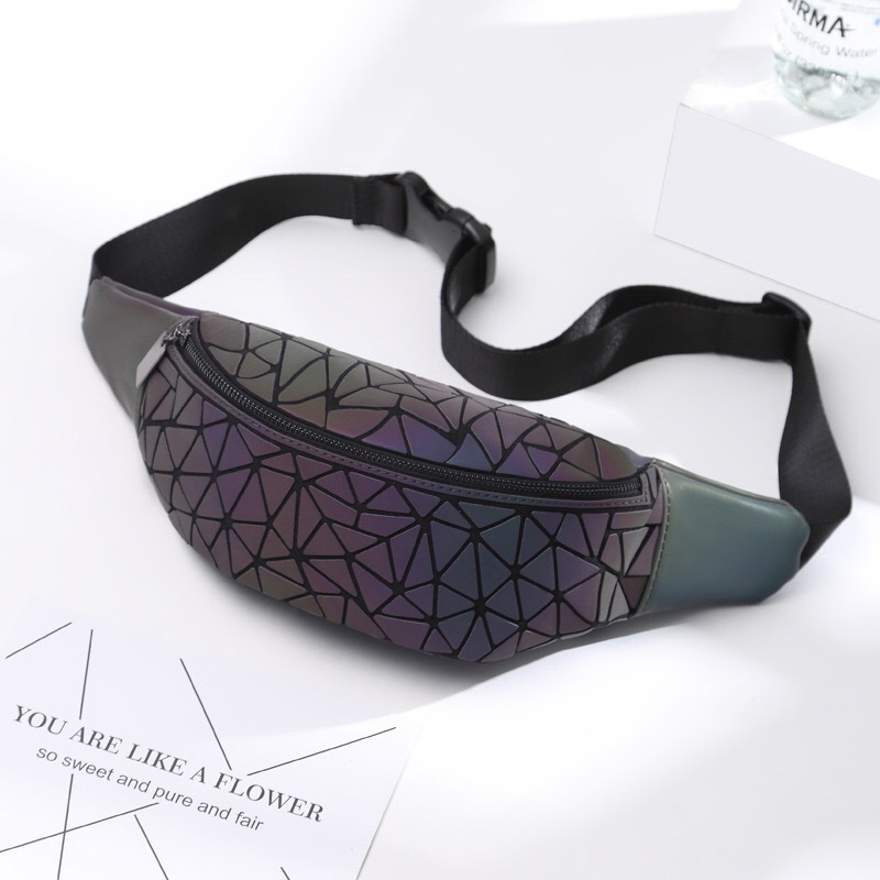 Sportska pojas torba PU materijala, geometrijski uzorak, unisex, pretinac za pohranu, za aktivnosti na otvorenom