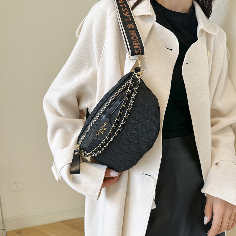 Τσάντα crossbody από PU δέρμα, σε στυλ Saddle Bag, μορφή dumpling, με φερμουάρ και επένδυση πολυεστέρα