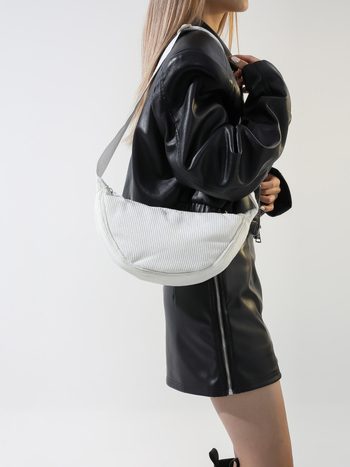 Corduroy pečių krepšys dumpling stiliui, miesto paprastumas, atspari vandeniui užtrauktukui, vidinė telefono kišenė, vienas peties dirželis