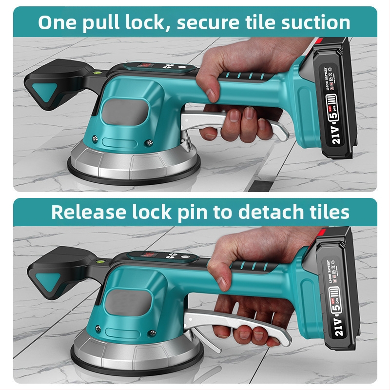 Електрическа машина за полагане на плочки с високо всмукване, цифров дисплей, голяма вакуумна чашка, регулируема скорост, презареждаща се литиева батерия