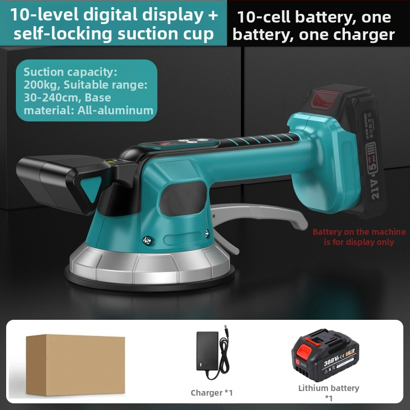 Електрическа машина за полагане на плочки с високо всмукване, цифров дисплей, голяма вакуумна чашка, регулируема скорост, презареждаща се литиева батерия