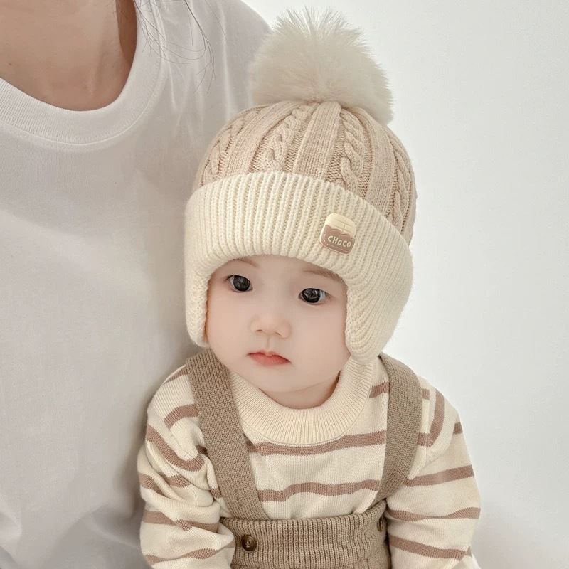 Šešir za zaštitu ušiju za bebe, pamuk, kupolast vrh, bez rubnika, topao, za 1–2 godine