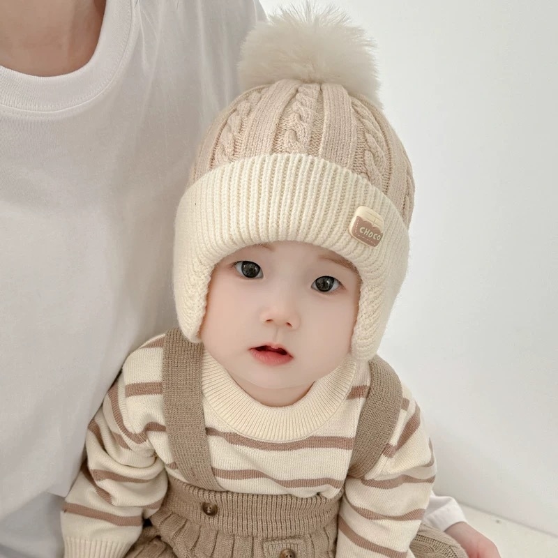 Šešir za zaštitu ušiju za bebe, pamuk, kupolast vrh, bez rubnika, topao, za 1–2 godine