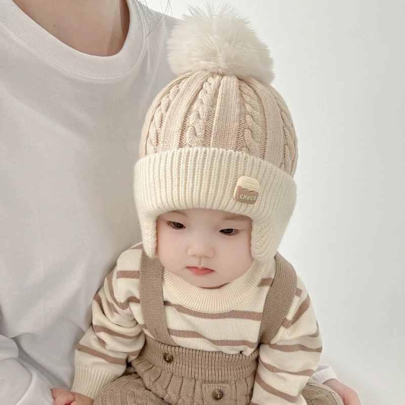 Šešir za zaštitu ušiju za bebe, pamuk, kupolast vrh, bez rubnika, topao, za 1–2 godine