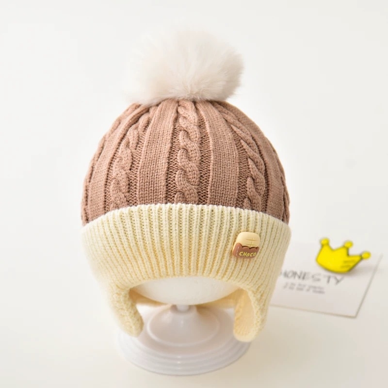 Šešir za zaštitu ušiju za bebe, pamuk, kupolast vrh, bez rubnika, topao, za 1–2 godine