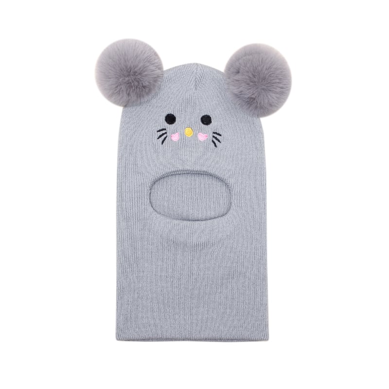 Капюшон - Бродирана котешка картина върху плетена топла зимна шапка за бебета, акрилово влакно >96%, жакардов трикотаж, за възрасти 6–12 месеца до 4–6 години