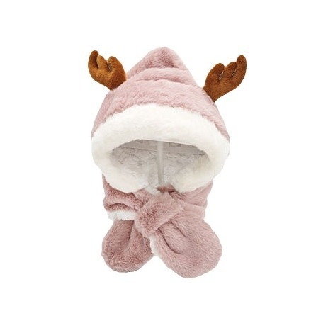 Vaikų žieminė kepurė su šaliku vienoje, ausų apsauga, kupolo stiliaus, poliesterio audinys, amžiaus grupė 4–6 ir 8–10 metų