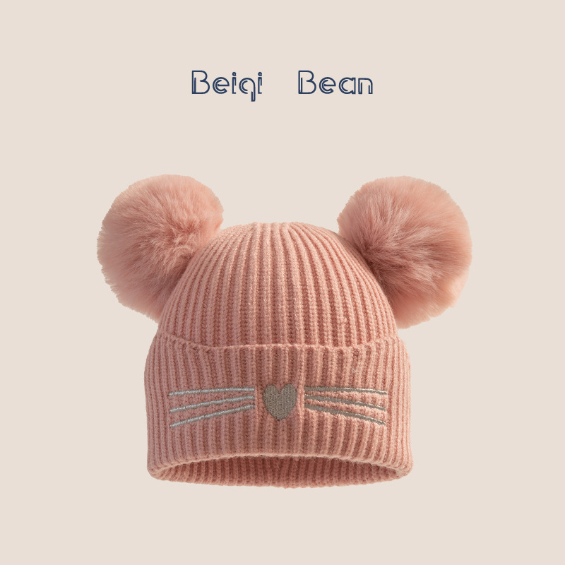 Pliusinė vaikiška kepurė su kupoline viršuje, šilta ir vėja atspari, iš medvilnės, tie-dye dizainas, tinka 2–10 metų