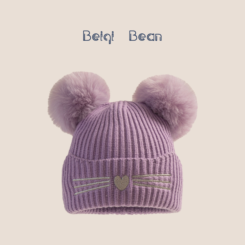 Pliusinė vaikiška kepurė su kupoline viršuje, šilta ir vėja atspari, iš medvilnės, tie-dye dizainas, tinka 2–10 metų