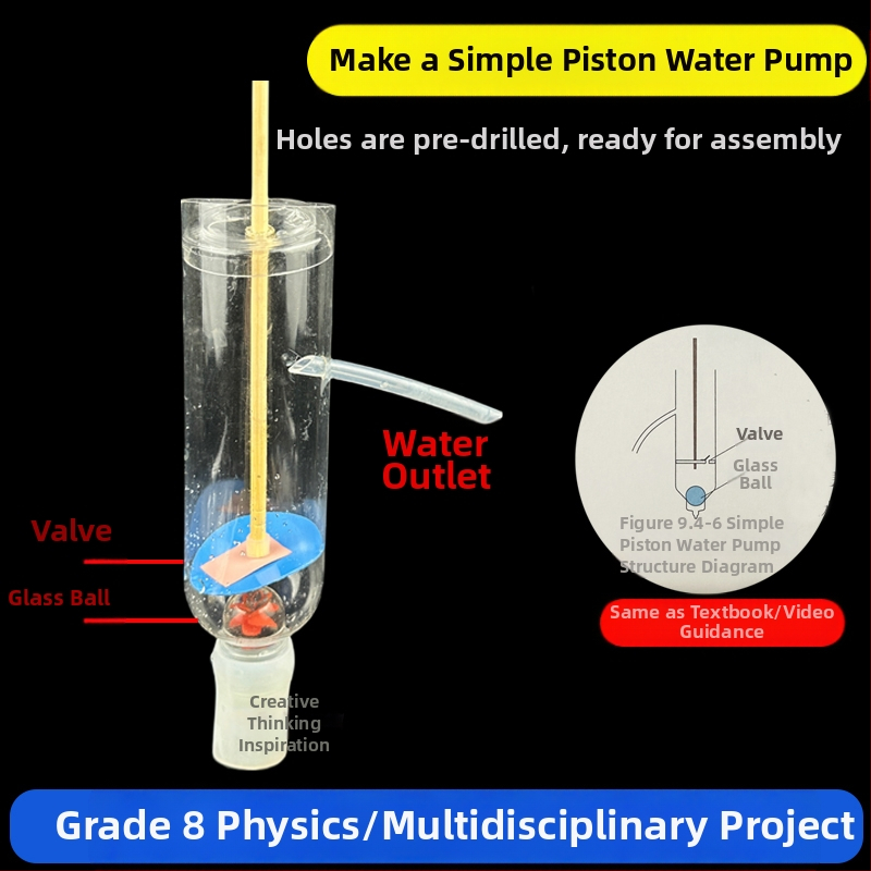 DIY vienkāršs pistonu ūdens sūcēja modelis – Craftsman, no plastmasas, 7–14 gadiem, praktisks zinātnes komplekts