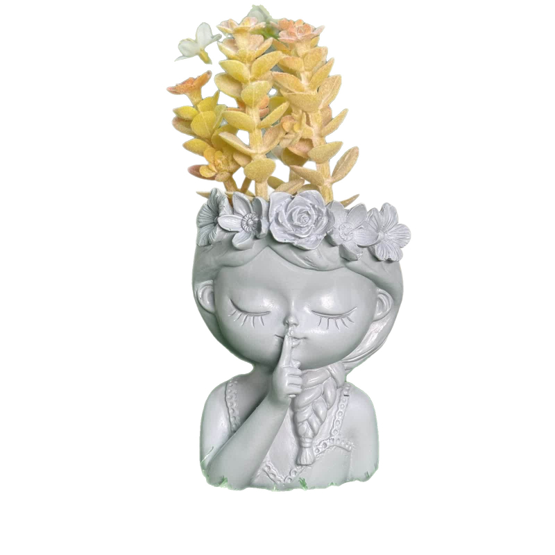 Gyanta virágcserép tündérrel sukulentákhoz, modern minimalista dekoráció, Qinpeng