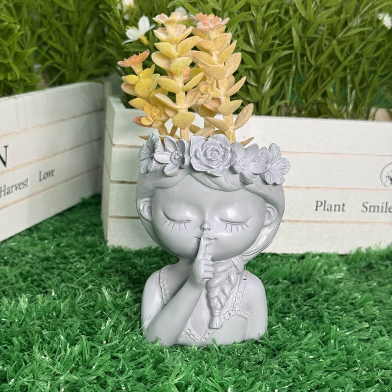 Gyanta virágcserép tündérrel sukulentákhoz, modern minimalista dekoráció, Qinpeng