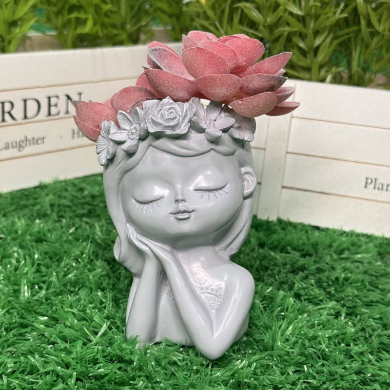 Gyanta virágcserép tündérrel sukulentákhoz, modern minimalista dekoráció, Qinpeng